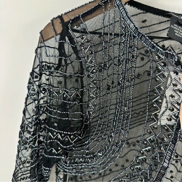 Pisarro Nights Beaded Bolero Shrug Evening Jacket Size 4 Black Mother of Bride - Picture 5 of 10